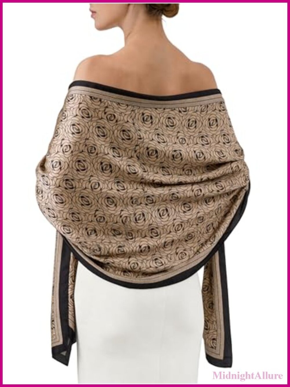 Chiffon Shawl Silk-Feeling Polyester Satin Wrap Evening Scarf
